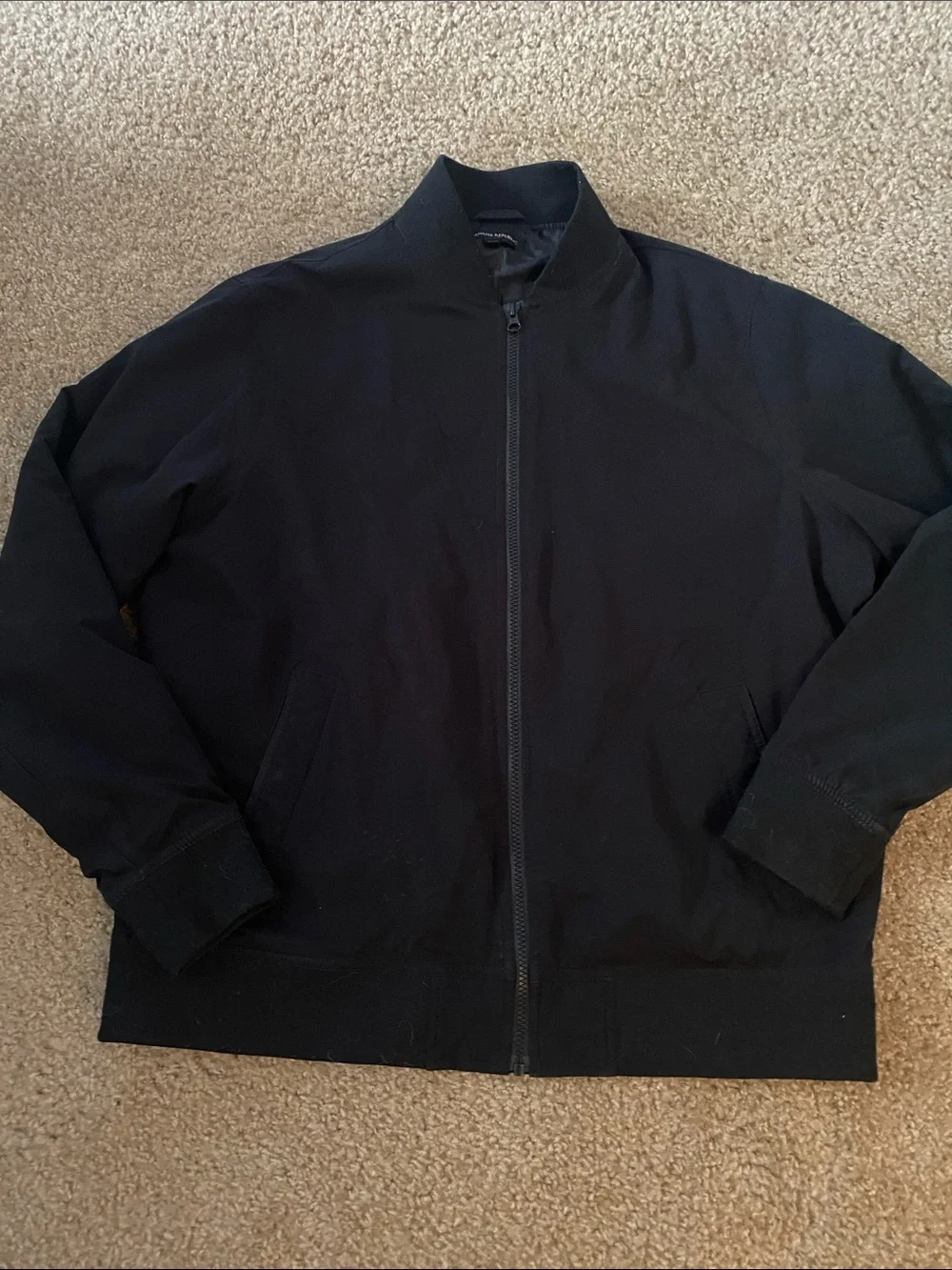 Banana Republic Black Men's Lightweight Bomber Jacket with Zip Front Size L